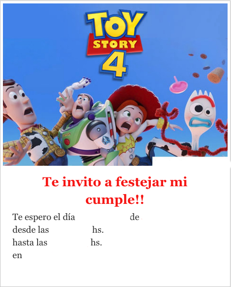 Invitaciones de Cumpleaños Toy Story 4 Para Imprimir Gratis